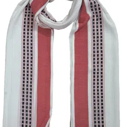 Striped Pure Cotton Men White Scarf-image-30
