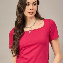 The Roadster Lifestyle Co Cotton Square Neck Tshirt-image-21