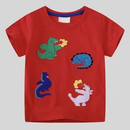 LULU & SKY Boys Animal Graphic Printed Round Neck Pure Cotton T-Shirt-image-40