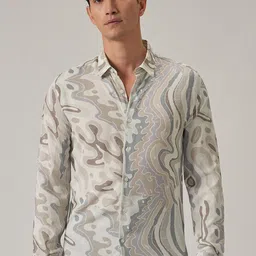 Banana Club Men Marbled Printed Classic Slim Fit Casual Shirt-image-57