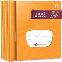 Small Red and Blue Line Noteooks | Copy | Writing Books |15.5cmx19 cm| Pack of 9 Regular Notebook Four Line Ruled 76 Pages-image-9