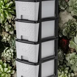 6 LAYER GREY BLACK DRAWER Plastic Kitchen Trolley-18