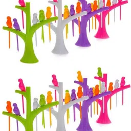 8Pc Bird Fork Disposable Plastic Fruit Fork Set-5
