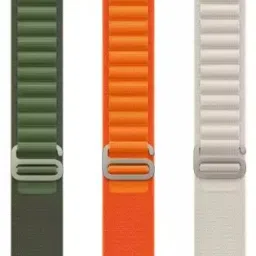 Geo SPORTS Alpine Loop Nylon Bands/Straps Compatible with Watch 49mm 45mm 44mm 42mm Men & Women, Adjustable Strap with Metal G-Hook Premium green, orange and white Strap for iWatch Ultra Series SE 8 7 6 5 4 3 2 1 (Only Alpine Loop Strap for Apple iWatch, Watch NOT Included) Smart Watch Strap-16