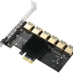 microware PCIe Converter Riser Card PCI-E 1 To 6 External 16X Slot USB 3.0 for BT Mining GDDR6X 1 GB NVIDIA Chipset 64 bit 1 MHz Graphics Card-10