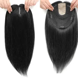 5 Clip Matt hair Middle Partition Straight Synthetic Topper 22 Inch (Black) Hair Extension-18