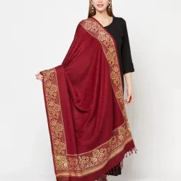 SUMEDH handcrafts Polyester Wool Blend Woven, Self Design Men Shawl-picture-24