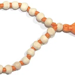 White Tulsi Beads Sumarni (Bracelet) 27+1 8mm Beads Mala Rosray Wood Chain-image-18