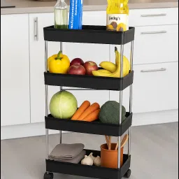 Containers Kitchen Rack RoyalStack 4-Tier Multipurpose Kitchen Storage & Utility Trolley Plastic-image-74