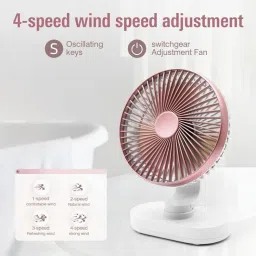 Sampri Rechargeable Lighting & 4-hours Battery Backup Small Pocket, Cooling Mini Hand 3 Speed USB Fan image 2