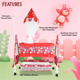 dugri Cradle for kids cradle for baby boy and girl Cradle With Swing & Mosquito Net image 2