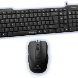 MATRIX USB Wired Keyboard and Wired Optical Mouse Black (KM200+KM100) Combo Set-25
