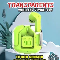 crecro Ultrapod Bluetooth Earbuds Headset Crystal Transparent Design,LED Display BU20 Smart Headphones-picture-17