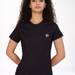 technosport Women Solid Round Neck Polyester Black T-Shirt-picture-15