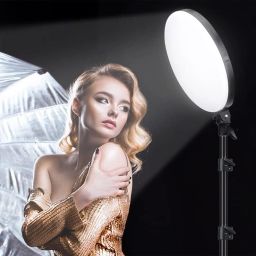 WHEELZ&MOUNTZ LED Round Fill Light 14-inch Soft Side Photography LED Light with 7 FT Stand Flash-18
