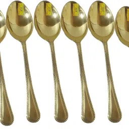 Set Of 6 Handmade Pure Brass Spoon Dana Design Brass Cutlery Set-image-36