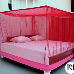 HDPE - High Density Poly Ethylene Adults Washable Air Flowable RED Single Bed (5x7)ft Mosquito Net-image-42
