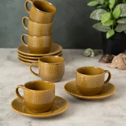 Pack of 12 Ceramic A Versatile & Stylish Tea Set Featuring 6 Tea Cups, 6 Saucers-16