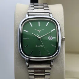 nester Green Dial Unisex Analog Watch | Rectangle Case | Date Display Analog Watch - For Men & Women NSM-26-GREEN image 4