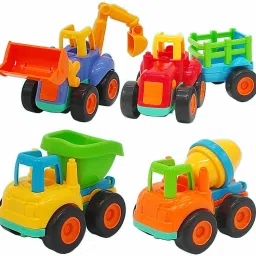 Heavy Quality 4 Truck Set Cartoon Truck Tractor Bulldozer Dumper Cement Mixer-31