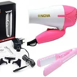 Pushcart GEEMY GM 6050 + 1290 DRYER (PINK) +8006 STRAIGHTENER (PINK) COMBO PACK Personal Care Appliance Combo-13