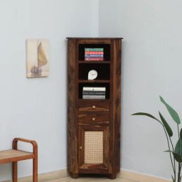 woodsworth from pepperfry Glasgow Sheesham Wood Corner Cabinet In Provincial Teak Finish-picture-37