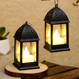 2 Pcs Decoration Candle Lantern Lights with Handle For Decorations Items Candle-image-7