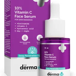 The Derma Co 10% Vitamin C Face Serum | With Vitamin C, 5% Niacinamide & Hyaluronic Acid | Fades Dark Spots | Reduces Pigmentation | Boosts Collagen | Brightens Skin | Suitable For All Skin Types |-0