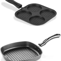 Non-Stick Grill Pan and 4 in 1 Mini Uttapam Maker / Pancake Pan COMBO Grill Pan 19.5 cm diameter 1 L capacity-image-75