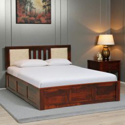 woodsworth from pepperfry Brevik Sheesham Wood Queen Size Bed In Honey Oak Finish With Box Storage-picture-31