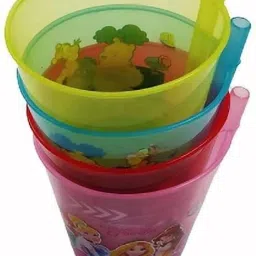Best Quality Plastic Wave Sipper Glass for Kids Feeding with in Built Straw-image-37