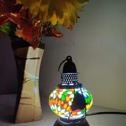 Wooden Lantern Multicolor Multicolor Wooden, Glass Hanging Lantern-picture-5