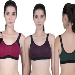 Pack of 3 Women Sports Non Padded Bra-image-97