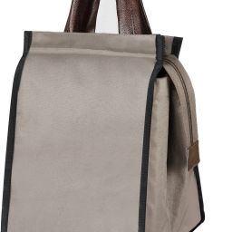 Milk Grey-Chocolate Faux Leather & Linen PVC Fabric Tiffin + Picnic bag DS-TB12 Lunch Bag-image-7