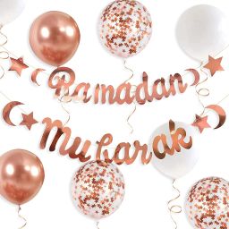 Ramadan Mubarak Banner Eid Decorations Metallic Hanging Star Moon Crescent Garla Banner-image-61