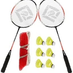OR-21 ORANGE Strung Badminton Racquet Set OF 2 PCS With 6 Shuttle NET Multicolor Strung Badminton Racquet-12