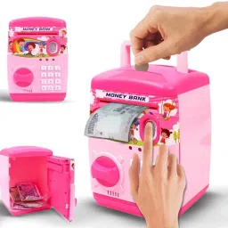 Finger Print Sensor ATM Piggy Bank for Kids Gullak for Money Bank with Password Coin Bank-image-7