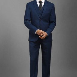 louis philippe Men Men Navy Slim Fit Textured Formal Three Piece Suit Textured Suit-picture-1