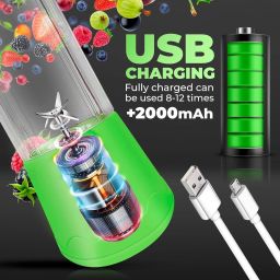 praaj Portable USB Rechargable juicer mixer blender with 6 sharp blades 40 W Juicer Mixer Grinder image 3