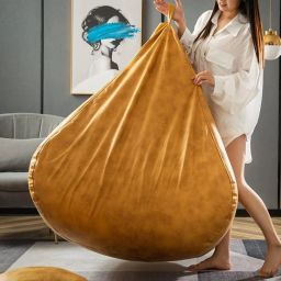 kam's lieu XXL Premium Imported Leather Bean Bag with Footrest and Cushion | Ready To Use Teardrop Bean Bag With Bean Filling image 4