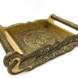 Serving Tray Dish Decorative Tray Handicraft Plate Wooden Handle With Tray Return Gift Tray-image-6