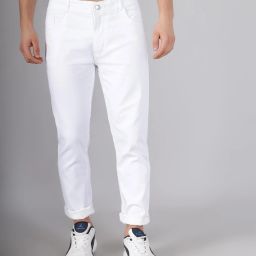 Men Slim Mid Rise White Jeans-image-114