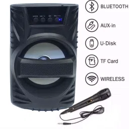 RECTITUDE Newest Ultra BASS Wireless Support FM,USB,SD, AUX with Karaoke mic 15 W Bluetooth Party Speaker image 2