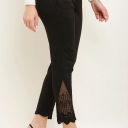 Women Regular Fit Black Cotton Blend Trousers-image-66