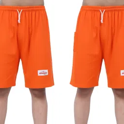 Pack of 2 Solid Men Orange Bermuda Shorts, Night Shorts, Regular Shorts-image-3