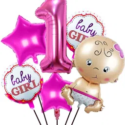 Solid First Birthday Baby Girl Theme Birthday Decorations Balloon-40