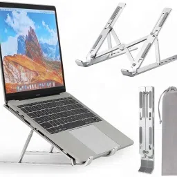 MARCRAZY Universal Laptop/Tablet Stand - Portable Aluminium Foldable Universal Stand Support Adjustable Notebook Holder Tablet Base Heat Ventilation - Home & Office Use Laptop Stand-0