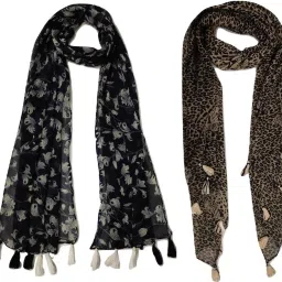Printed Chiffon Women Multicolor Scarf, Stole, Fancy Scarf-image-44