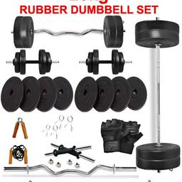 l'avenir 20KG RUBBER PLATE Dumbbell Set + FITNESS ACCESSORIES - PERFECT HOME EXERCISE KIT Adjustable Dumbbell-picture-7