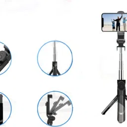 WHISTLE9 High Quality Monopod | Tripod Bracket | Portable Bluetooth Extendable Selfie Stick with Wireless Remote and 2 Level Fill Light for Making TIK Tok, Vlog Videos etc., and Tripod Stand Selfie Stick for Mobiles and All Smart Phones 3 Axis Gimbal for Mobile-1